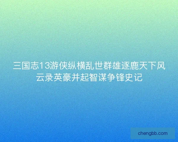 三国志13游侠纵横乱世群雄逐鹿天下风云录英豪并起智谋争锋史记