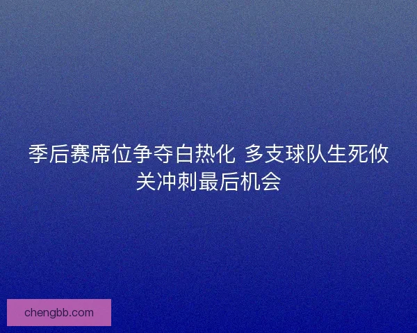 季后赛席位争夺白热化 多支球队生死攸关冲刺最后机会