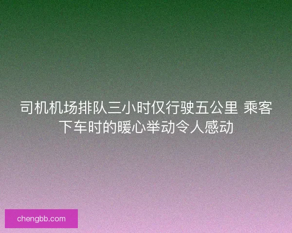 司机机场排队三小时仅行驶五公里 乘客下车时的暖心举动令人感动