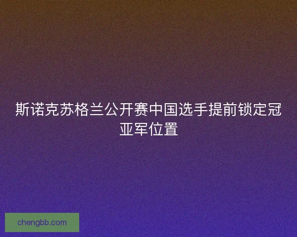 斯诺克苏格兰公开赛中国选手提前锁定冠亚军位置